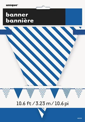 Royal Blue Dots & Stripes Paper Flag Banner, 12 ft, Measure 6" x9" each flag