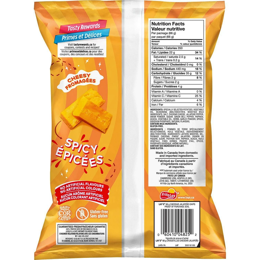 Lay's Croustilles assaisonnées Cheddar Jalapeño 66g