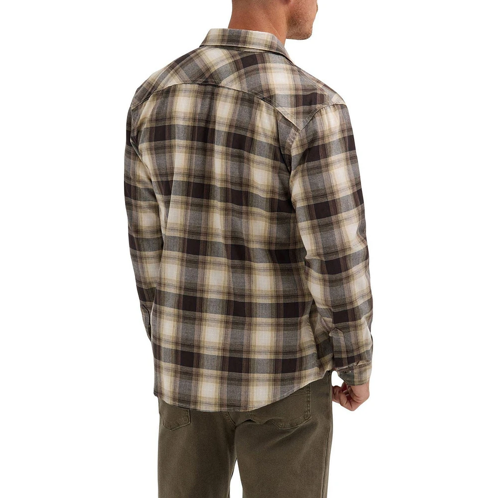 Wrangler Men's Long Sleeve Volume Fashion Broken Twill Plaid