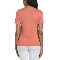 RAFAELLA Women's Square Neckline Short Sleeve Tee Shirt