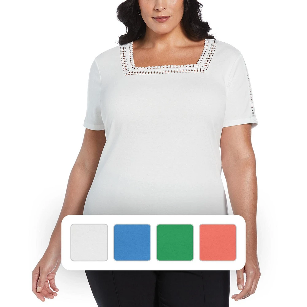 RAFAELLA T-shirt à manches courtes et encolure carrée pour femme