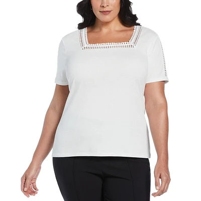 RAFAELLA T-shirt à manches courtes et encolure carrée pour femme