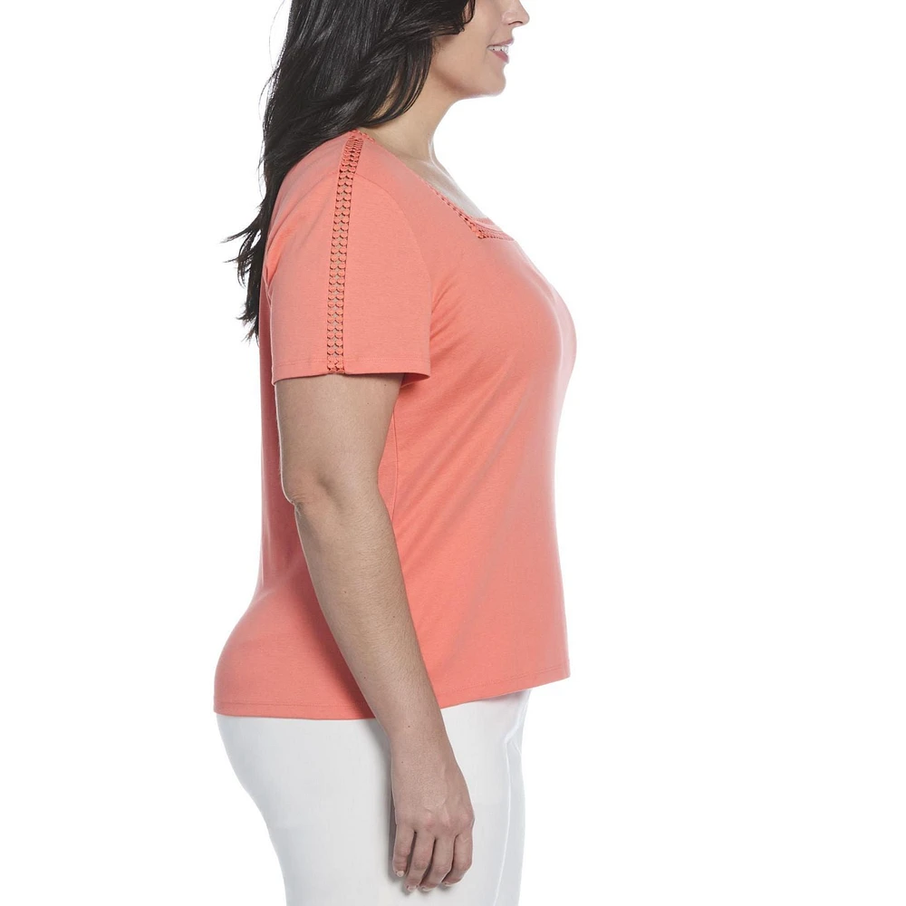RAFAELLA T-shirt à manches courtes et encolure carrée pour femme