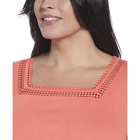RAFAELLA T-shirt à manches courtes et encolure carrée pour femme