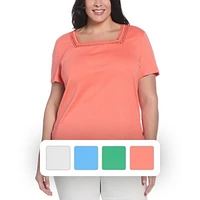 RAFAELLA T-shirt à manches courtes et encolure carrée pour femme