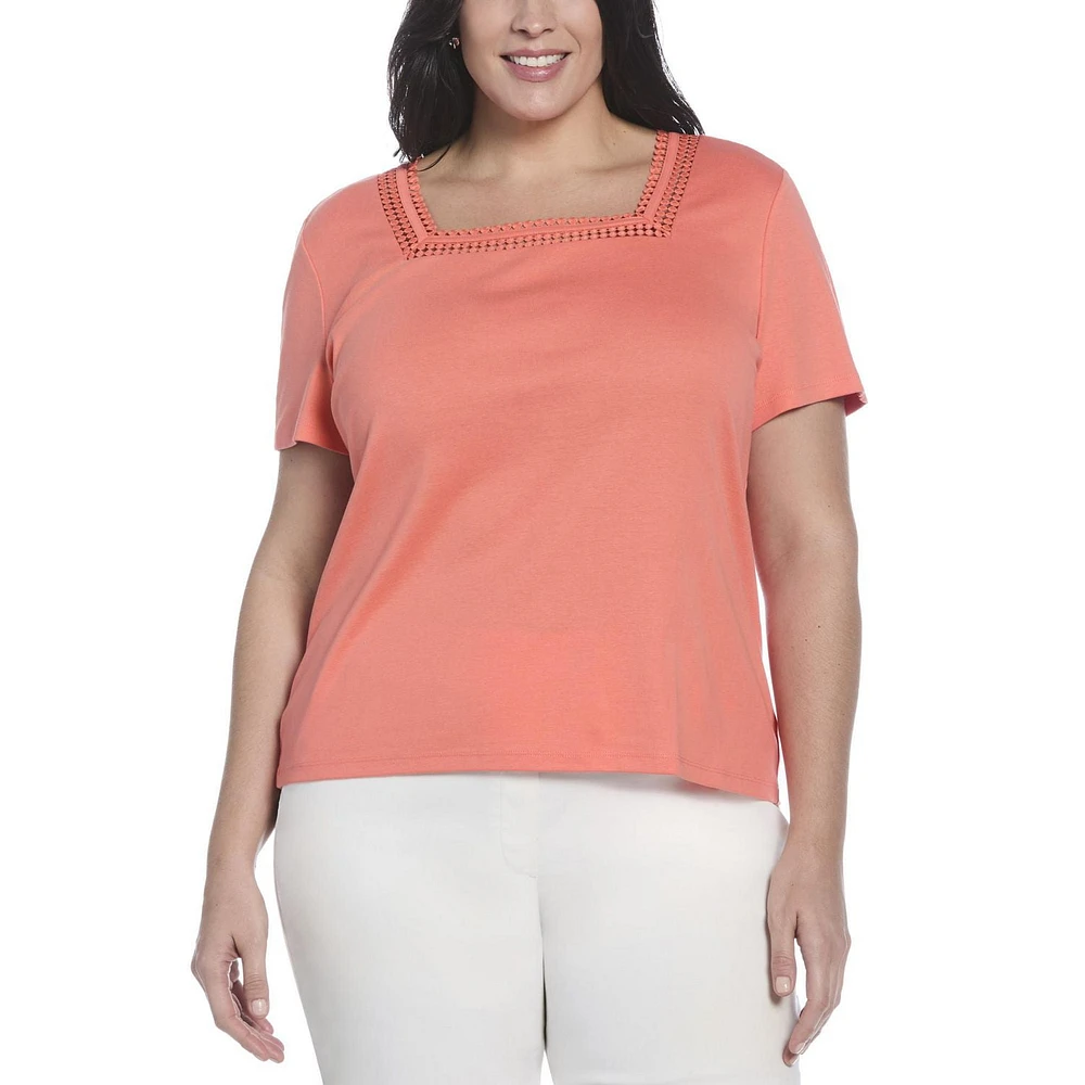 RAFAELLA T-shirt à manches courtes et encolure carrée pour femme