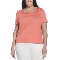 RAFAELLA T-shirt à manches courtes et encolure carrée pour femme