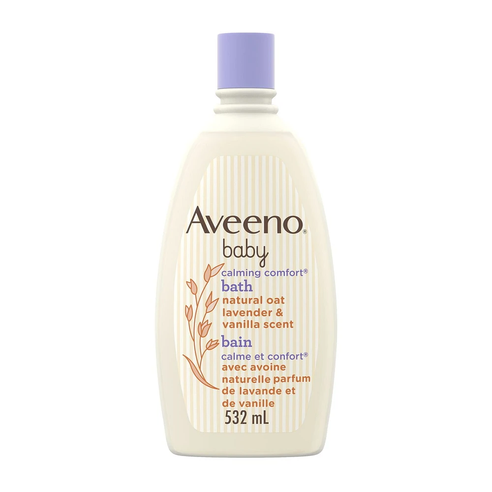 Aveeno Baby Calming Comfort Bath Baby Body Wash for gently cleanses baby’s skin & helps calm baby before bedtime natural oat Lavender & Vanilla Scents, 532 mL, Lavender & Vanilla