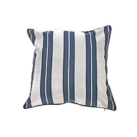 Boston Outdoor Cabana Stripe Waterproof Cushion Navy Blue 18 X 18 - Set of 2