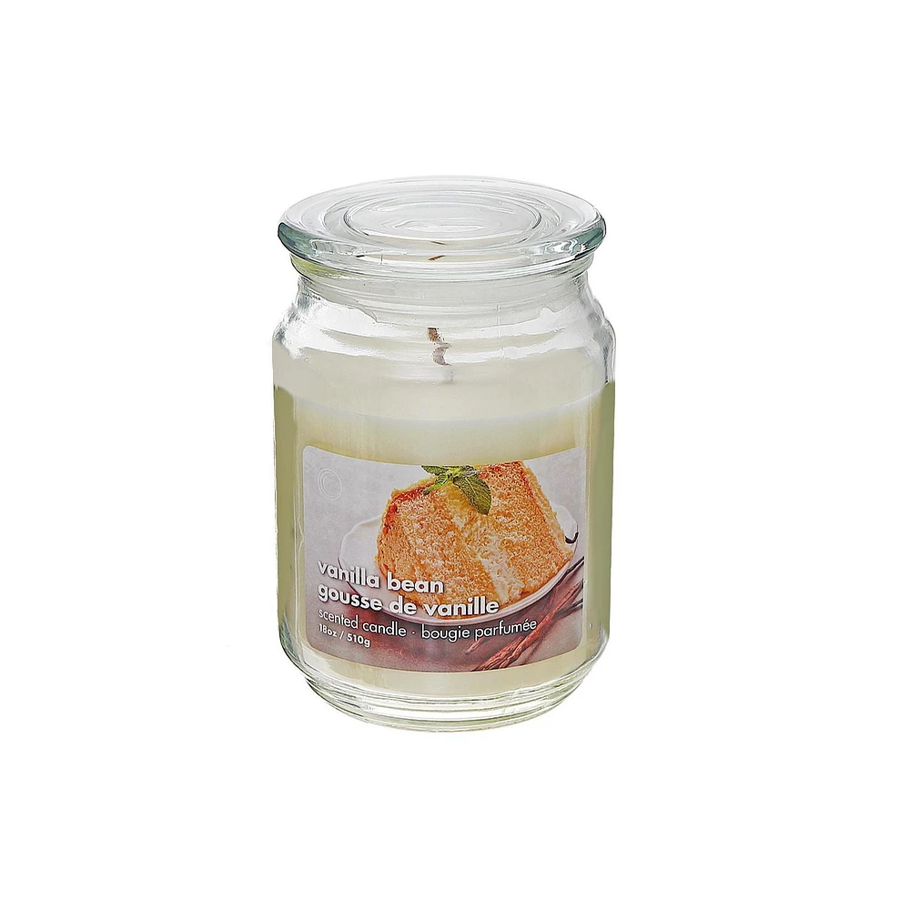 18 Oz Scented Jar With Glass Lid Vanilla Bean - Set of 2