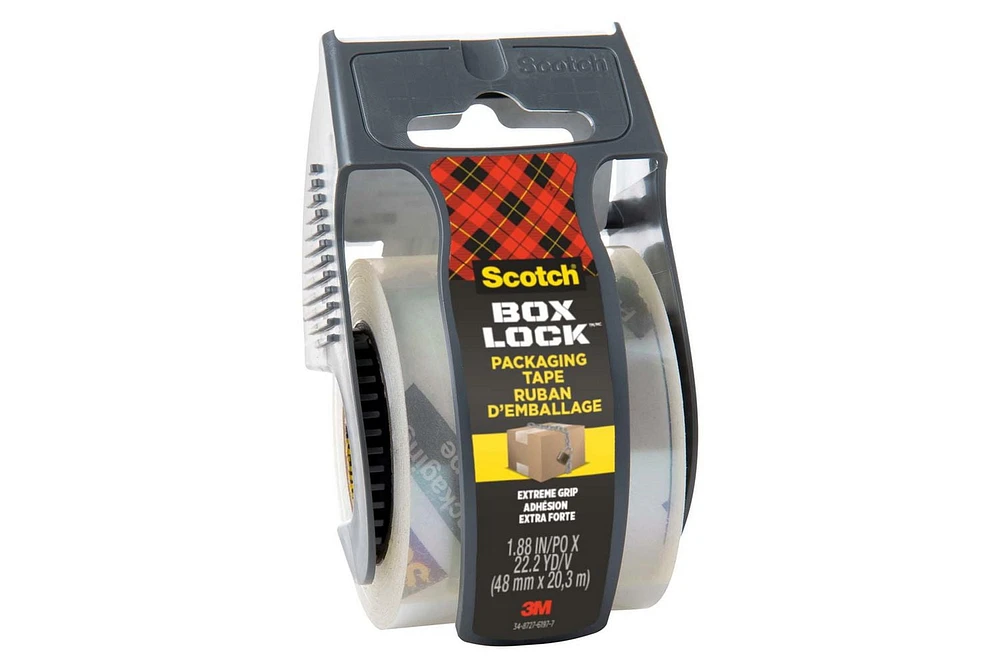 Scotch® Box Lock™ Packaging Tape 195-EF, 1.88 in x 22.2 yd (48 mm x 20.3 m), with Dispenser, Packaging Tape