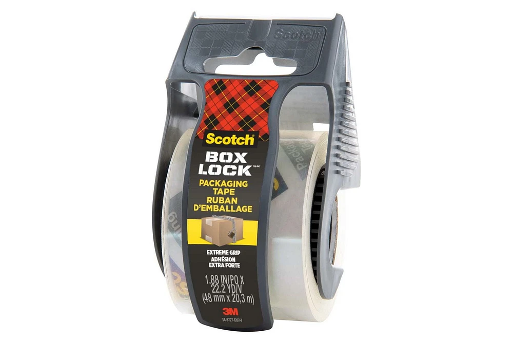 Scotch® Box Lock™ Packaging Tape 195-EF, 1.88 in x 22.2 yd (48 mm x 20.3 m), with Dispenser, Packaging Tape