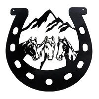 Metal Black Wall Decor Triple Horse Shoe