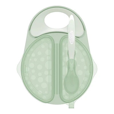 Dr. Brown’s™ Travel Fresh™ Divided Bowl and Soft-Tip Spoon Set with Travel Lid, BPA Free, One Bowl One Spoon