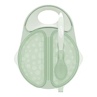 Dr. Brown’s™ Travel Fresh™ Divided Bowl and Soft-Tip Spoon Set with Travel Lid, BPA Free, One Bowl One Spoon