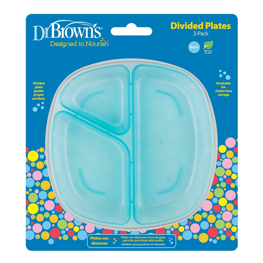 Dr. Brown's® Designed to Nourish Stackable Divided Plates, 3 Pack, BPA Free, 4m+