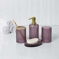 Hometrends Dahlia Glass Toothbrush Holder, Elderberry Purple, Glass toothbrush holder