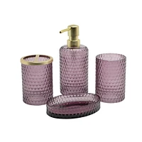 Hometrends Dahlia Glass Toothbrush Holder, Elderberry Purple, Glass toothbrush holder