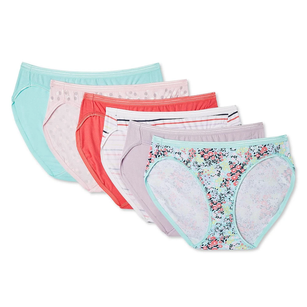 Lot de 6 culottes bikini George pour femmes Tailles P–2XL