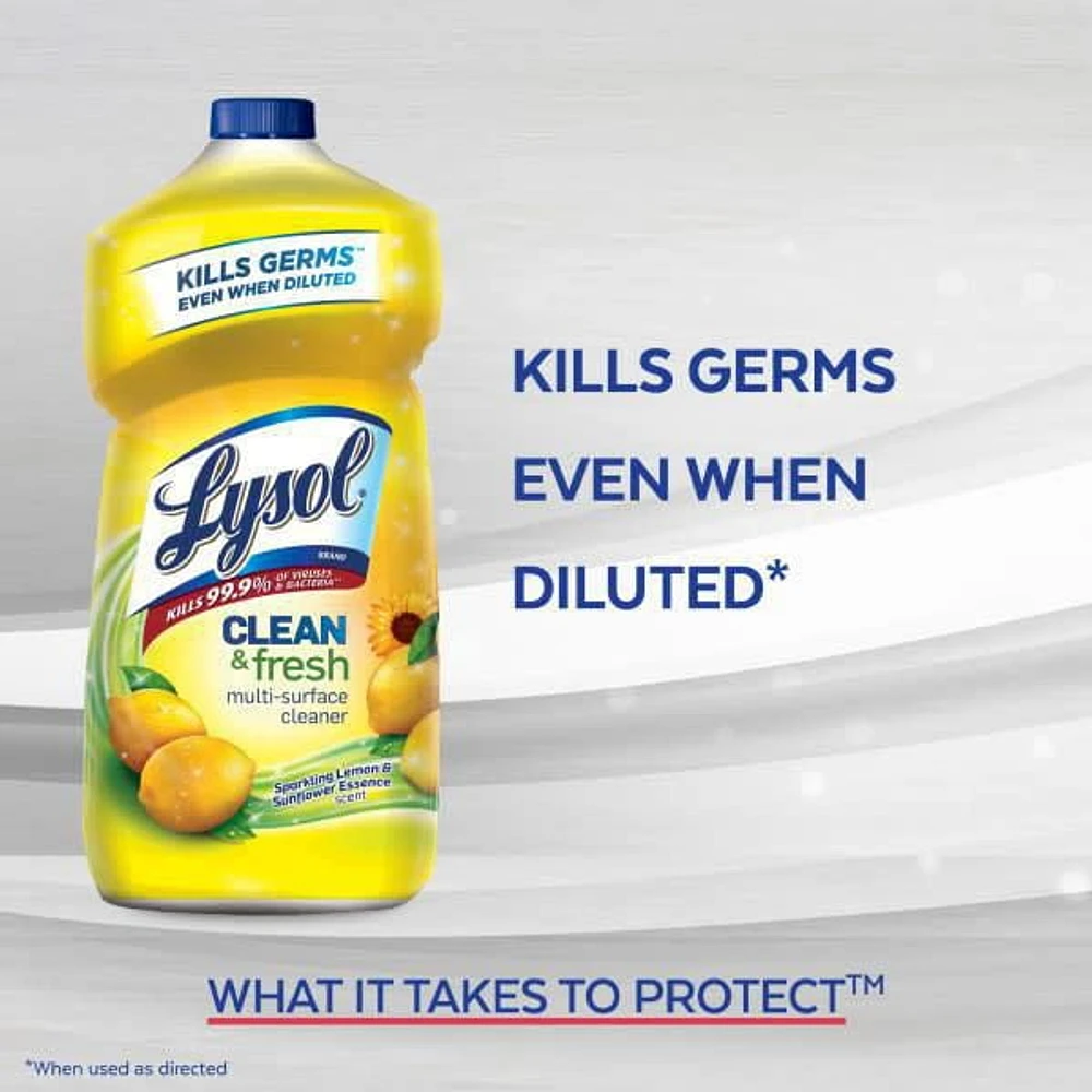 Lysol All Purpose Cleaner, Pour, Lemon, Multi Surface Cleaner, 1.2 L