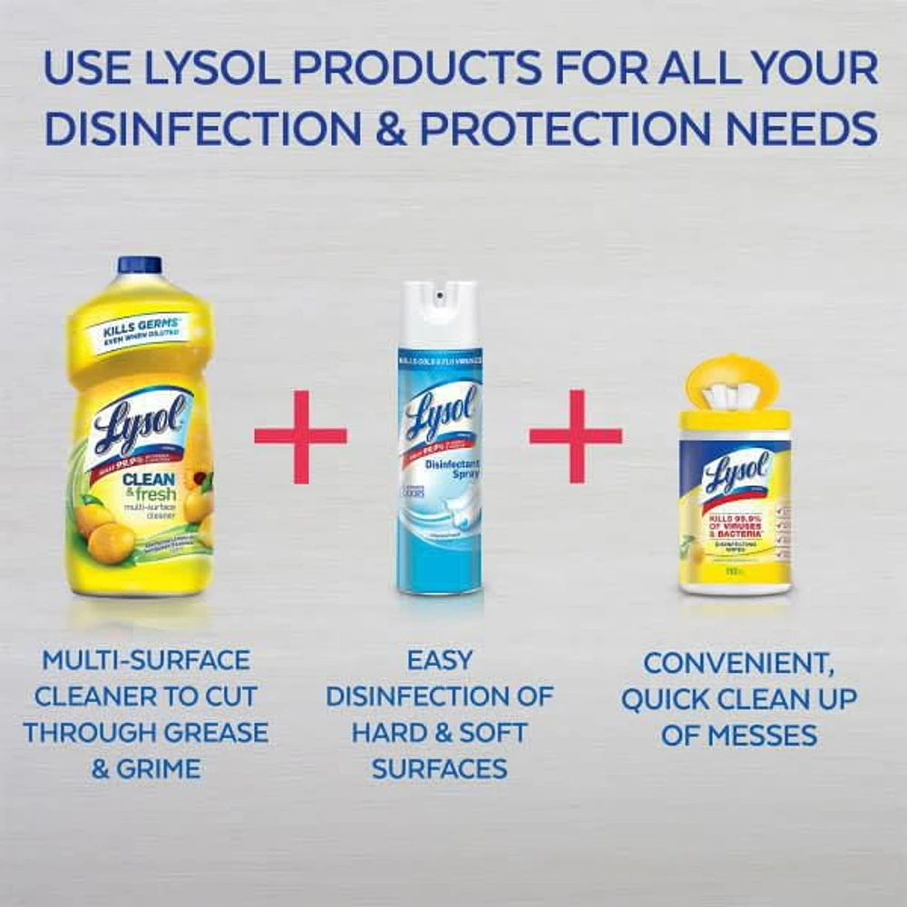 Lysol All Purpose Cleaner, Pour, Lemon, Multi Surface Cleaner, 1.2 L