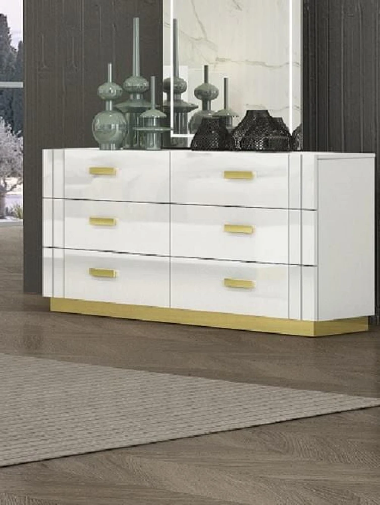 K-LIVING TANNER DRESSER IN WHITE WITH TITANUM GOLD METAL ACCENT