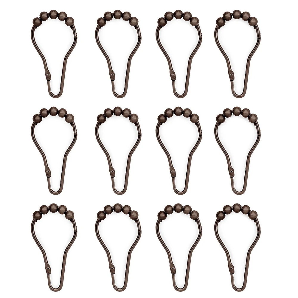 Mainstays Hinged Easy Gliding Shower Hooks, Set of 12