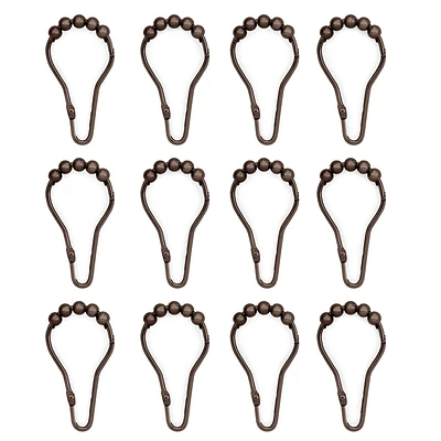 Mainstays Hinged Easy Gliding Shower Hooks, Set of 12