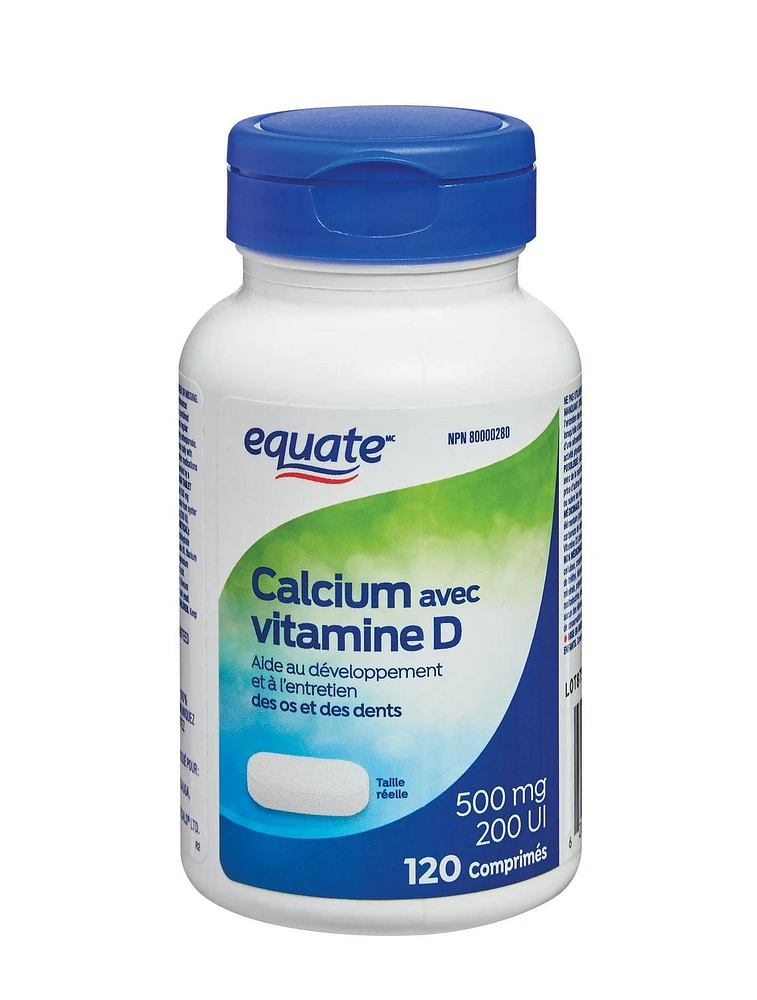 Equate Calcium with Vitamin D 500mg 200IU, 120 Tablets