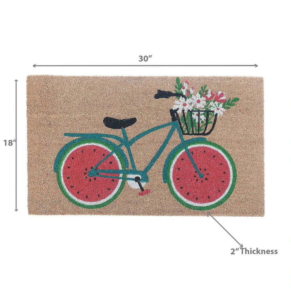 Coir Door Mat Bicycle With Flower 18 X 30