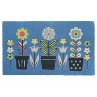 Coir Door Mat Triple Florals 18 X 30