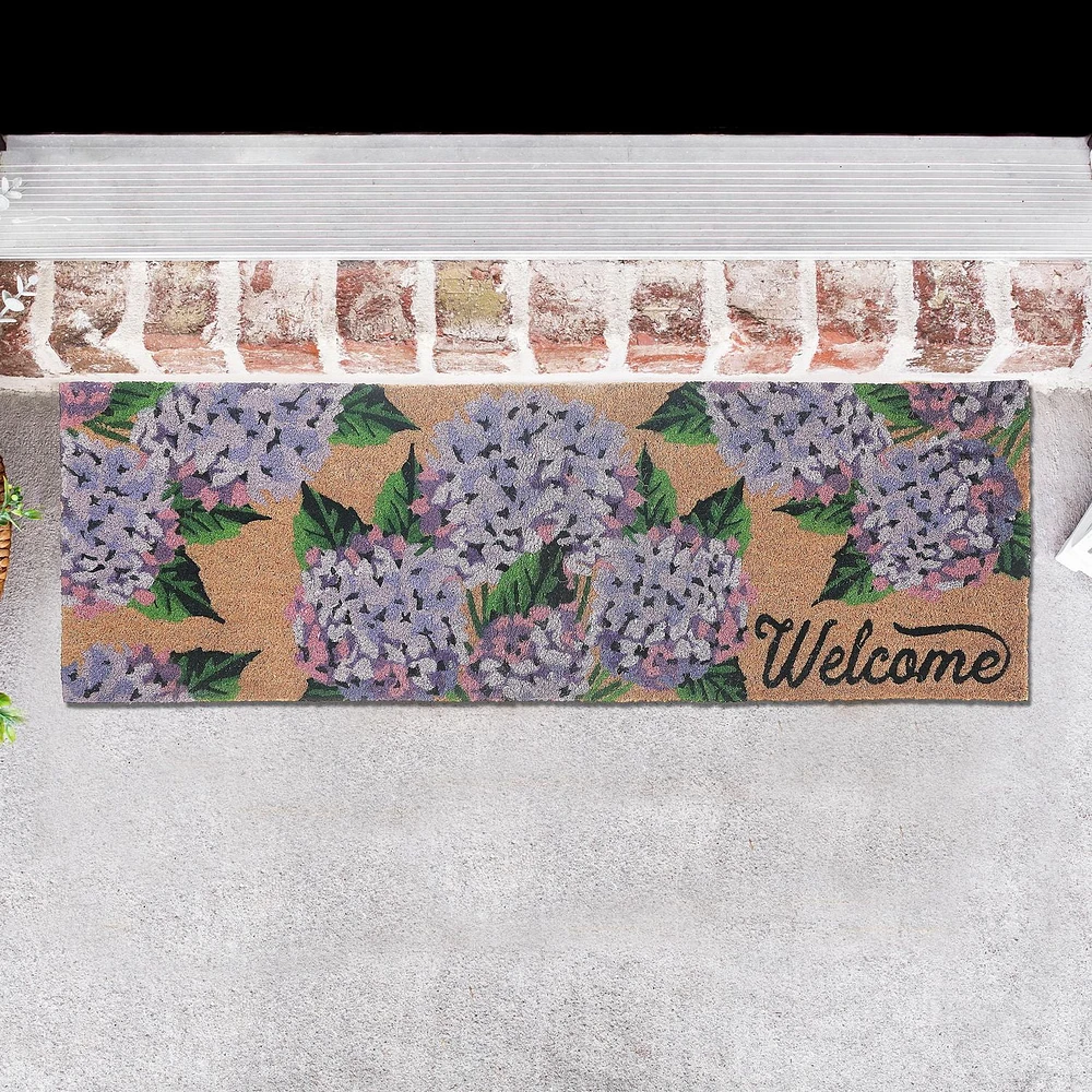 Coir Door Mat Hyrangea Welcome 10 X 30