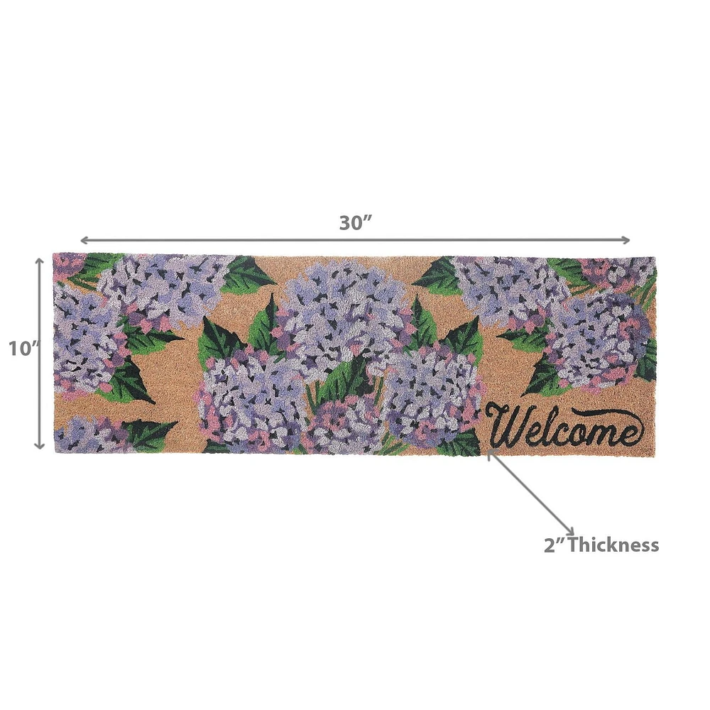 Coir Door Mat Hyrangea Welcome 10 X 30