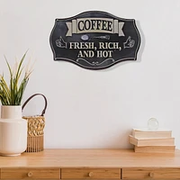 Embossed Metal Wall Sign Coffee Fresh