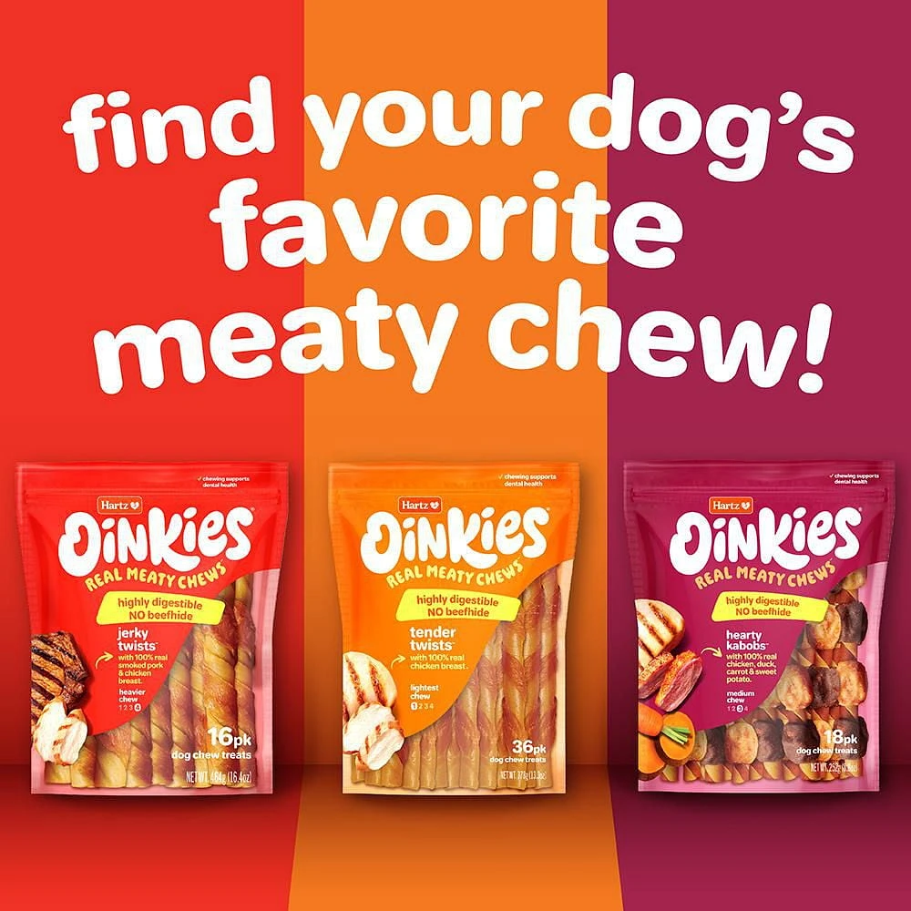 Friandises pour chiens Hartz Oinkies enveloppées de poulet et de torsades en peau de porc