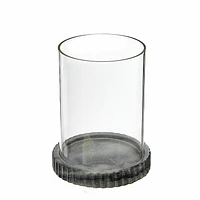 Glass Candle Holder With Grey Marble Base