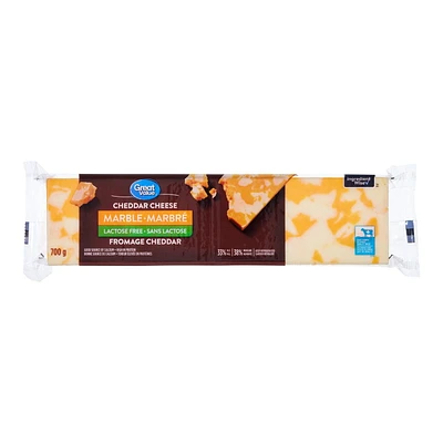 Fromage cheddar marbré sans lactose Great Value (format économique) 700 g