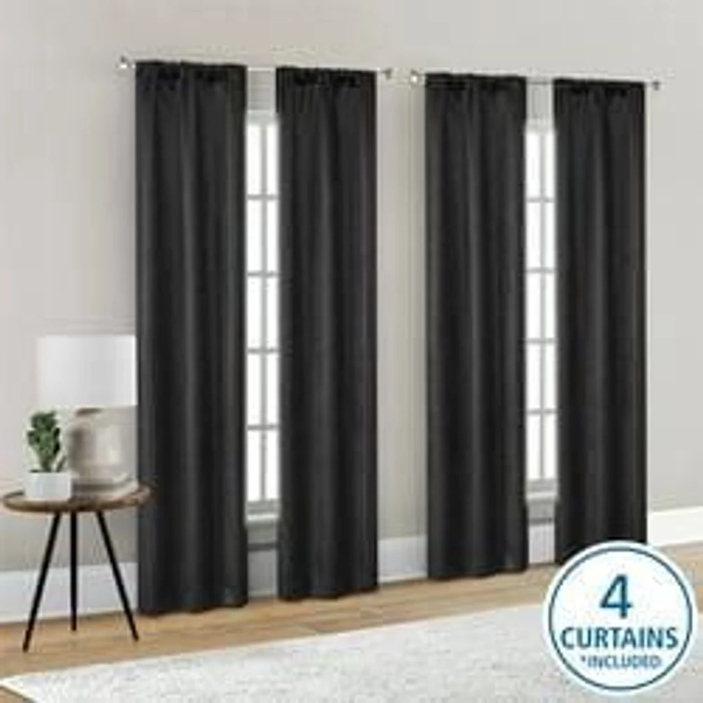 Mainstays 4 of a Kind Blackout Curtain Panels, Set of 4, White, 28" W x 84" L, 4 of a Kind Blackout Curtain Panels