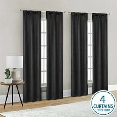 Mainstays 4 of a Kind Blackout Curtain Panels, Set of 4, White, 28" W x 84" L, 4 of a Kind Blackout Curtain Panels