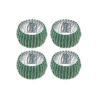 4PC Beaded Napkin Ring With Craft Box Green & Silver