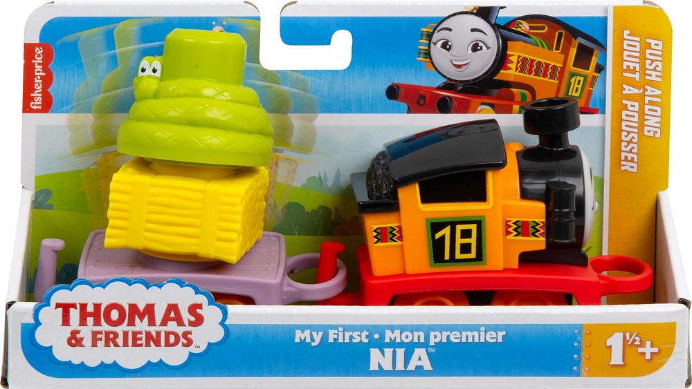 Thomas & Friends My First Nia Push-Along Toy Train with Stacking Cargo for Toddlers