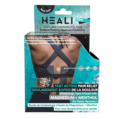 Heali Pro Kinésiologie - Noir Inspo Bande Pro Kin infusée de Mg et Menthol-Blk Inspo