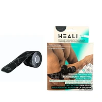 Heali Coton Kinésiologie Tape - Noir Cotton Kin Tape infusé de mg et de menthol - Noir