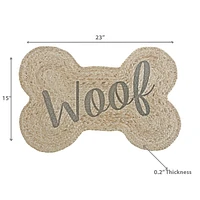 Braided Jute Bone Shape Pet Mat Woof 15 X 23