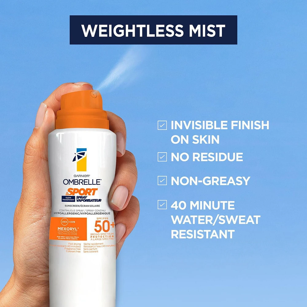 Ombrelle Sport SPF 50+ Sunscreen Spray, 122g, High-Endurance SPF 50+ Sunscreen Spray