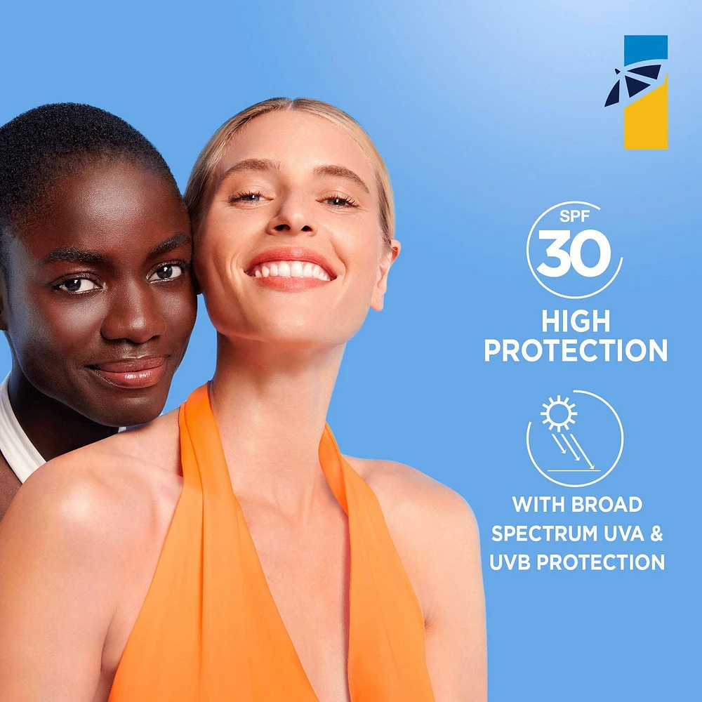 Garnier Ombrelle Sport Endurance Lotion solaire, SPF 30, Compacte à large spectre haute protection, résistante à l'eau et à la sueur, format voyage, hypoallergénique, non comédogène, 50ml