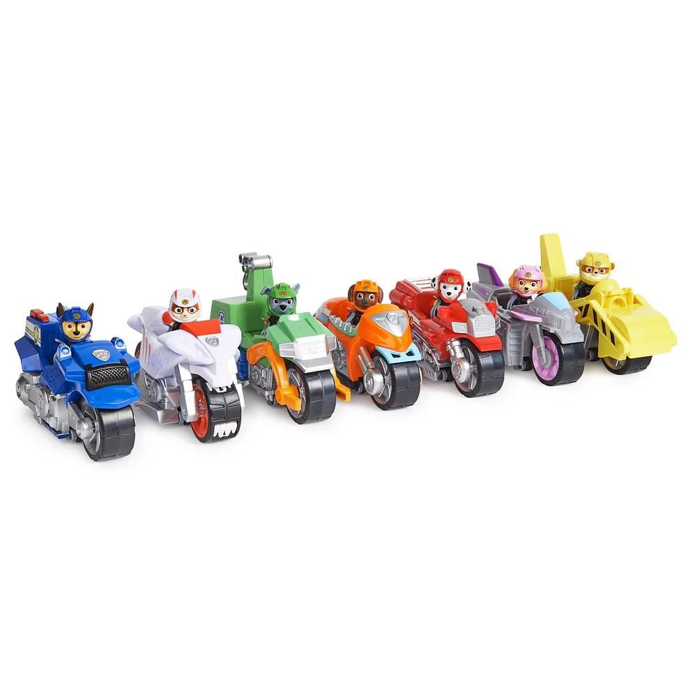 PAW Patrol, Moto Pups Wildcat’s Deluxe Pull Back Motorcycle Vehicle with Wheelie Feature and Figure