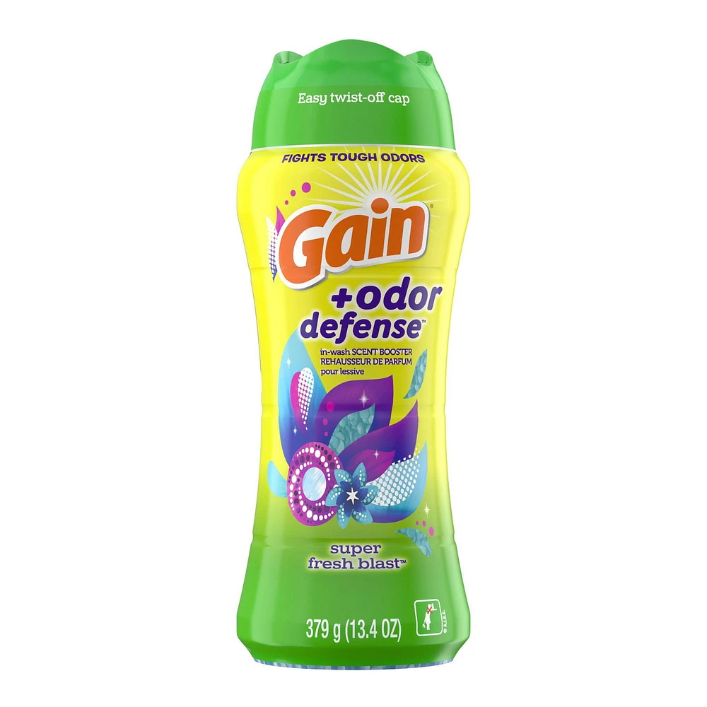 Gain + Odor Defense In-Wash Scent Booster, Super Fresh Blast Scent, HE Compatible, 379G