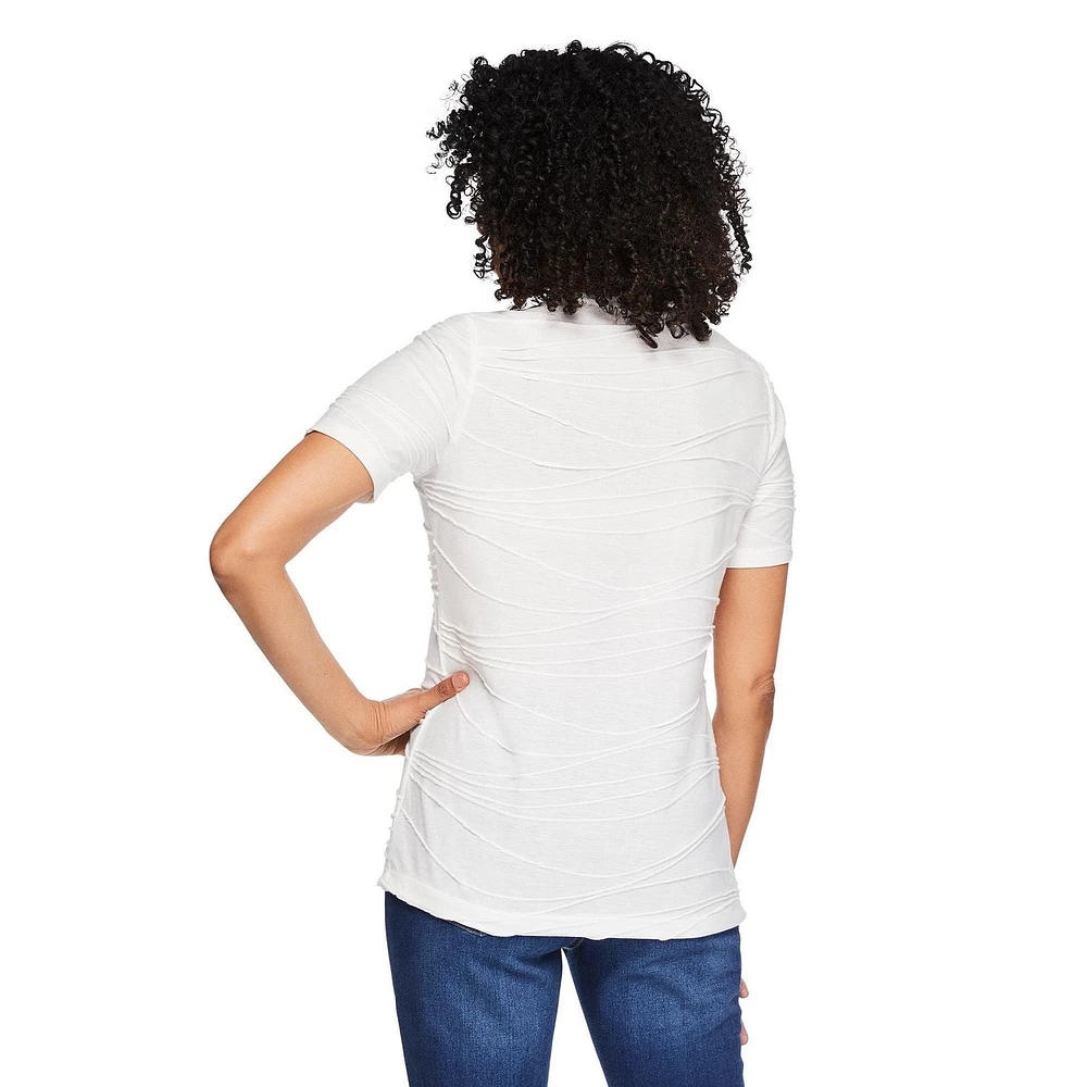T-shirt à manches courtes avec texture ondulée Iyla pour femmes Tailles P-TG