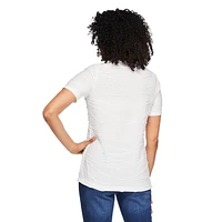 T-shirt à manches courtes avec texture ondulée Iyla pour femmes Tailles P-TG